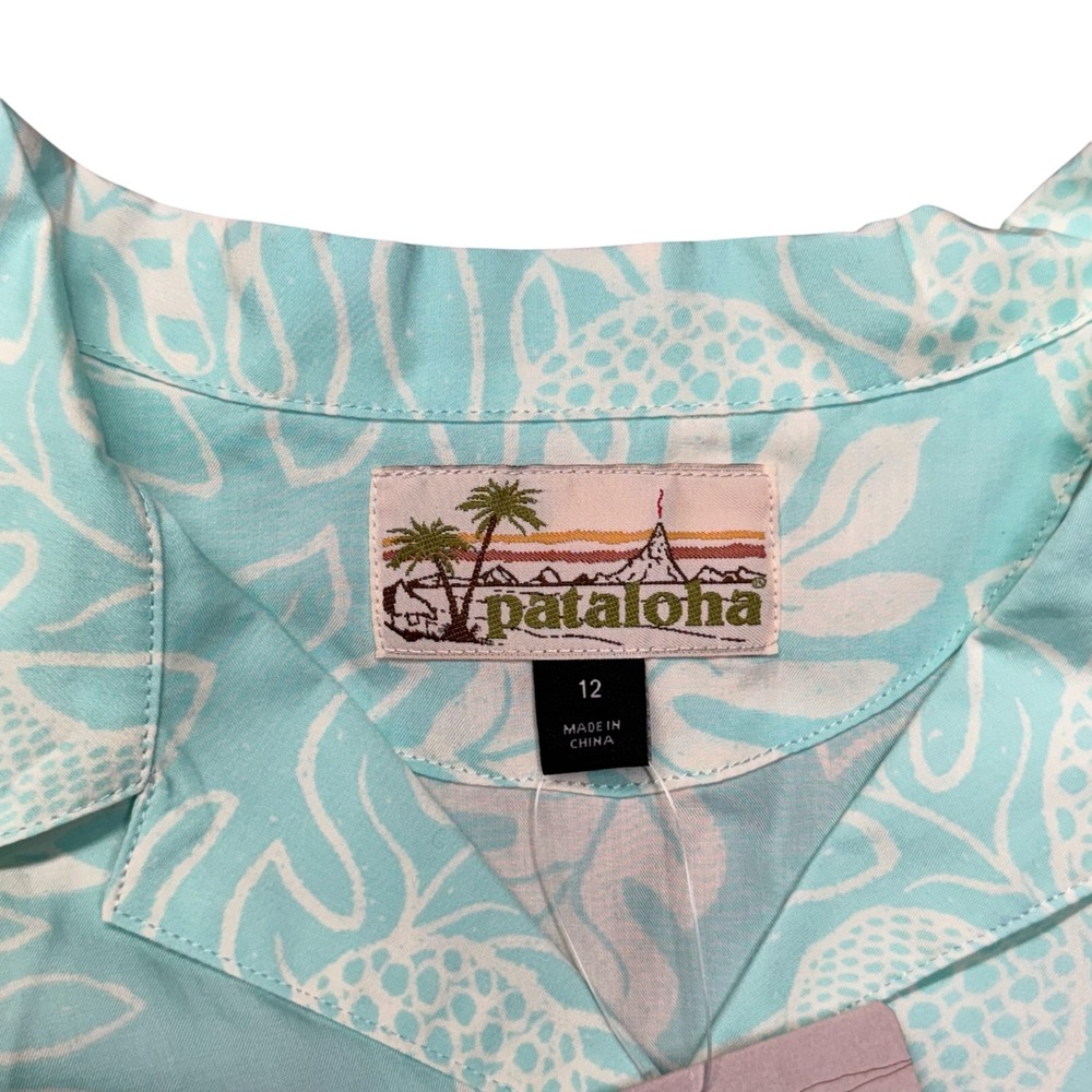 Patagonia Pataloha Shirt 12 Bend Blue Hawaiian Ulu Print Tencel Button Up Travel - Picture 6 of 12